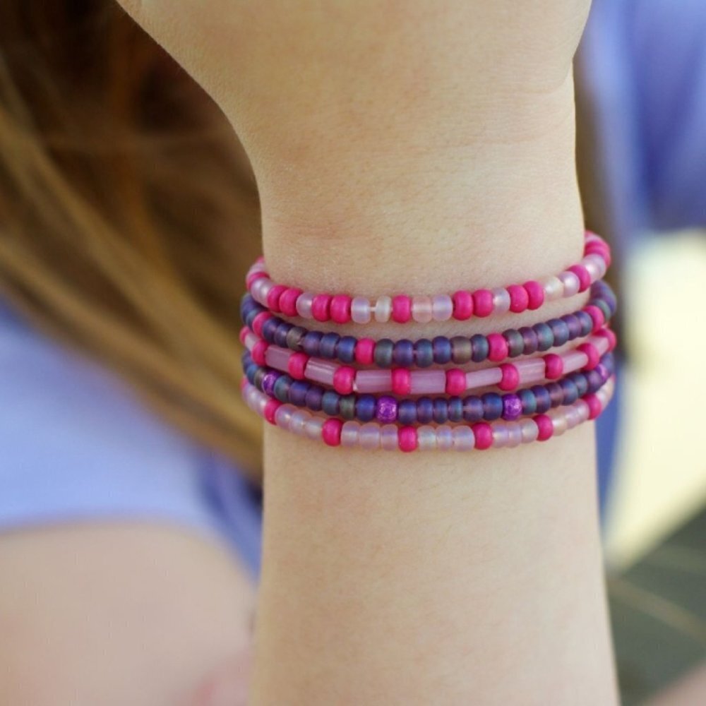 3/$20 Pink & Purple Beaded Bracelets for Girls, Kids Accessories, Girls …